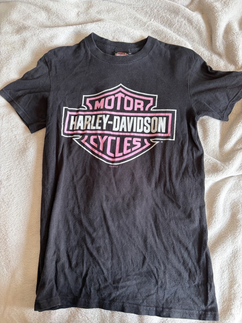 Harley-Davidson Black Tee with Pink & White Logo